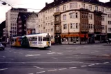 Dortmund sporvognslinje U43 med ledvogn 10 i krydset Brüderweg/Schwanenwall (1988)
