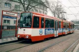 Duisburg sporvognslinje 903 med ledvogn 1014 ved Platanenhof (1996)