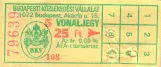 Enkeltbillet til Budapesti Közlekedési Vállalat (BKV), forsiden (1994)