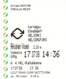 Enkeltbillet til Kaupunkiliikenne / Stadstrafik, forsiden (2008)