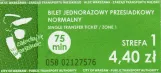 Enkeltbillet til Warszawki Transport Publiczny (WTP), forsiden (2018)