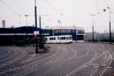 Essen ledvogn 1407 foran remisen Schwerriner Straße (1996)