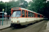 Frankfurt am Main sporvognslinje 12 med ledvogn 709 ved Eissporthalle/Festplatz (1998)