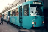 Frankfurt am Main sporvognslinje 21 med ledvogn 666 ved Rheinlandstr. (2000)