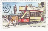 Frimærke: Douglas, Isle of Man Horse Drawn Trams med åben dobbeltdækker-hestesporvogn 14 (1992)