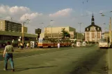 Gera ekstralinje 2 med ledvogn 338 ved Heinrichstraße (Straße der Republik) (1990)