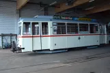 Gera museumsvogn 16 inde i remisen Geraer Verkehrsbetrieb depot, Zoitzbergstraße (2014)