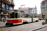 Görlitz sporvognslinje 1 med ledvogn 14 ved Demianiplatz (1993)