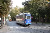 Grudziądz sporvognslinje T2 med ledvogn 75 på Legionow (2009)
