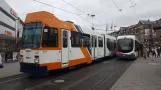 Heidelberg sporvognslinje 22 med ledvogn 3256 ved Bismarckplatz (2019)