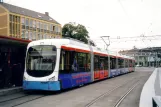 Heidelberg sporvognslinje 23 med lavgulvsledvogn 277 ved Schriesheim Bahnhof (Bahnhof OEG) (2003)