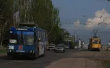 Horlivka sporvognslinje 8 med motorvogn 412 på Prospekt Lenina (Lenina Ave) (2011)