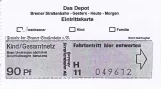 Indgangsbillet til Bremen Sporvognsmuseum (Das Depot), forsiden (2011)