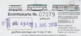 Indgangsbillet til Hannoversches Straßenbahn-Museum (HSM) (2018)