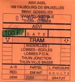 Indgangsbillet til Tramway Historique Lobbes-Thuin (2007)