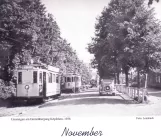Kalender: Aachen sporvognslinje 14 med motorvogn 8 foran Umsteigen am Grenzübergang Köpfchen (1938)