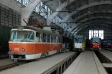 Kaliningrad arbejdsvogn 010 inde i remisen Tramvaynoye Depo (2012)