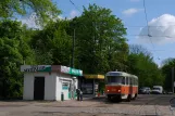 Kaliningrad sporvognslinje 1 med motorvogn 505 ved Stancyja Oktiabrskaja (2012)