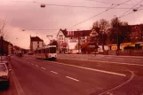 Kassel sporvognslinje 5 med ledvogn 415 på Frankfurter Straße (1990)
