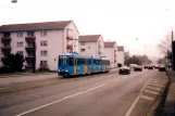 Kassel sporvognslinje 6 med ledvogn 419 nær Katzensprung / Universität (1998)