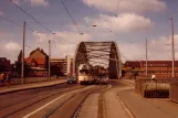 Kiel sporvognslinje 4 med ledvogn 264 på Gablenzbrücke (1981)