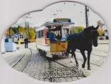 Køleskabsmagnet: Skjoldenæsholm normalspor med hestesporvogn 51 "Hønen" på Sporvejsmuseet (2021)