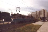 Kraków sporvognslinje 16 med ledvogn 202 på Rondo Piastowskie (1984)