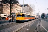Krefeld sporvognslinje 044 med ledvogn 822 ved Krefeld, Rheinstraße (1996)
