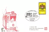 Kuvert: Hamborg sporvognslinje 2 med motorvogn 3602 i Hamborg (1978)