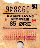 Ligeudbillet til Københavns Sporveje (KS), forsiden (1964)