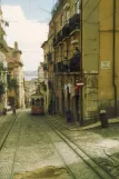 Lissabon kabelbane Elevador da Bica med kabelsporvogn Bica 2 på Rua da Bica de Duarte Belo (1988)
