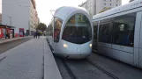 Lyon sporvognslinje T4 med lavgulvsledvogn 60 ved Gare Part-Dieu Villette (2018)