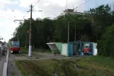 Mariupol sporvognslinje 9 med motorvogn 972 ved remisen Depo 3 Ttu (2012)