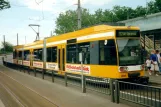 Mülheim an der Ruhr regionallinje 112 med lavgulvsledvogn 201 ved Hauptbahnhof (1998)