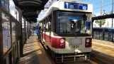 Nagasaki sporvognslinje 1 med motorvogn 1201 ved Dejima (2017)