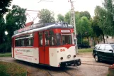 Naumburg (Saale) motorvogn 34 foran remisen Naumburger Straßenbahn (Heinrich-von-Stephan-Platz) (2001)