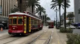 New Orleans linje 47 Canal Streetcar med motorvogn 2024 på Canal Street (2024)