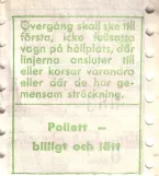 Omstigningsbillet til Malmö Lokaltrafik (ML), bagsiden (1970)
