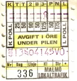 Omstigningsbillet til Malmö Lokaltrafik (ML), forsiden (1971-1973)
