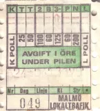 Omstigningsbillet til Malmö Lokaltrafik (ML), forsiden  ML (1971-1973)