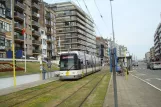 Oostende De Kusttram med lavgulvsledvogn 7225 ved Wenduine Centrum (2014)