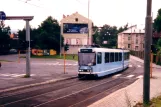 Oslo sporvognslinje 19 med ledvogn 138 ved Konows gate (1995)