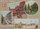 Postkort: Aarhus sporvognslinje 2 med motorvogn 8 i Reginakrydset (1967)