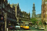 Postkort: Amsterdam sporvognslinje 17 med ledvogn 707 på Raadhuisstraat (1969)