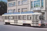 Postkort: Antwerpen sporvognslinje 8 med motorvogn 2104 på Ommoganckstraat (1973)