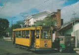 Postkort: Asunción sporvognslinje 5 med motorvogn 1605 på Padre Egidio Cardozo (1984)