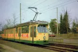 Postkort: Augsburg sporvognslinje 4 med ledvogn 812 nær Oberhausen (1981)