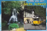 Postkort: Bad Schandau Kirnitzschtal 241 med motorvogn 4 ved Lichtenhainer Wasserfald (2000)