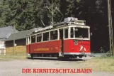 Postkort: Bad Schandau Traditionsverkehr med museumsvogn 9 ved Lichtenhainer Wasserfald (1980)