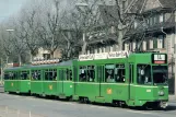 Postkort: Basel sporvognslinje 14 med motorvogn 492 på Steinenring (1990)